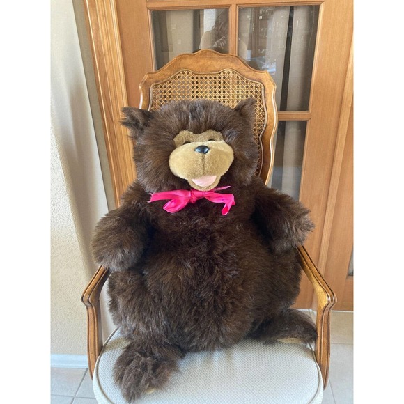 VINTAGE CHRISHA PLAYFUL PLUSH BROWN BEAR TEDDY HUGE LARGE STUFFED ANIMAL 1988 - Picture 11 of 12